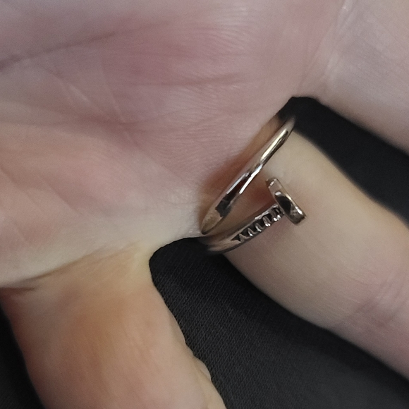 Stainless steel nail ring sz8 adjustable open design - Picture 3 of 5